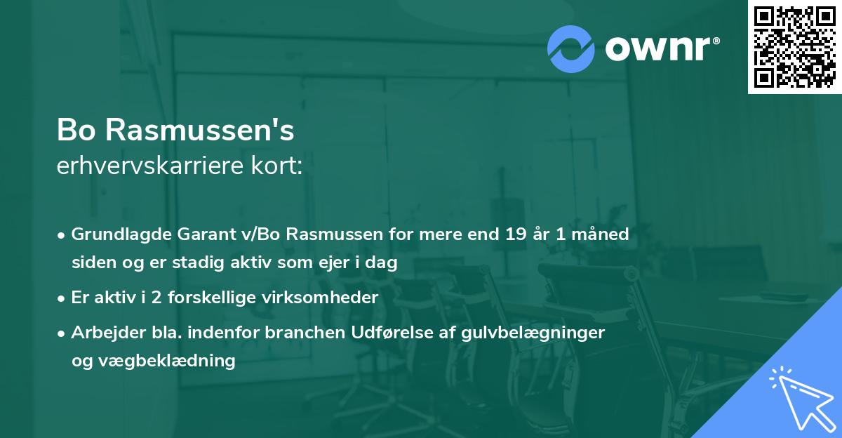 Bo Rasmussen's erhvervskarriere kort