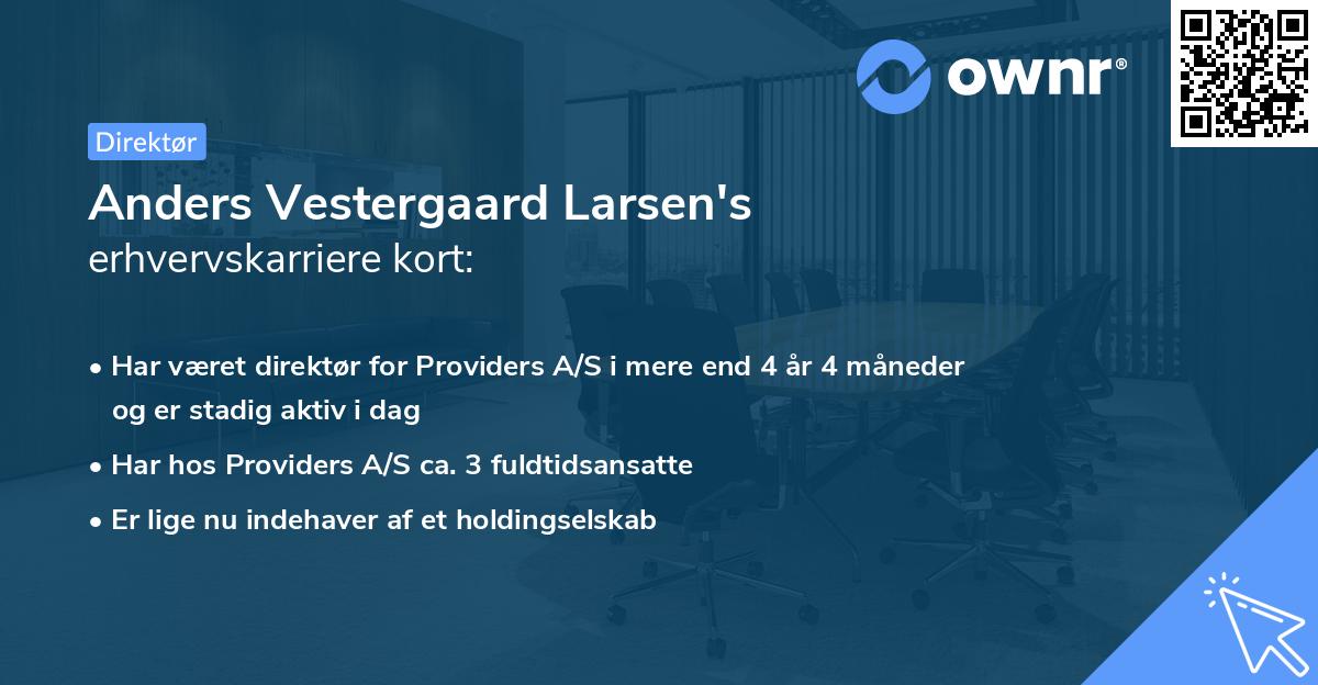 Anders Vestergaard Larsen's erhvervskarriere kort