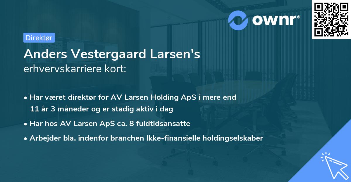 Anders Vestergaard Larsen's erhvervskarriere kort