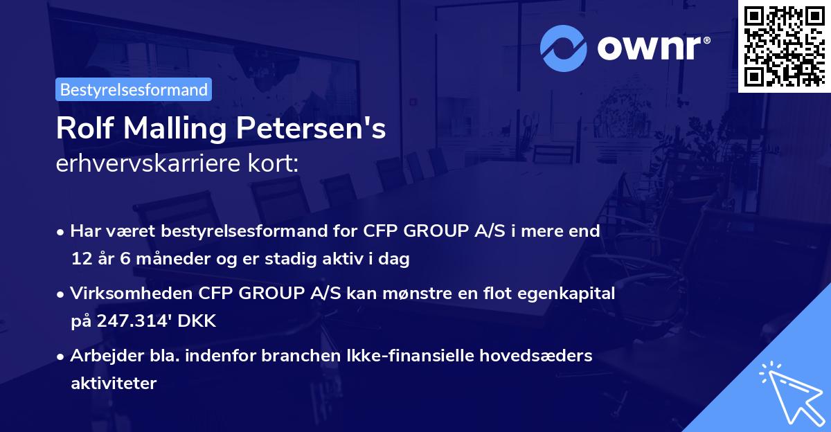 Rolf Malling Petersen's erhvervskarriere kort