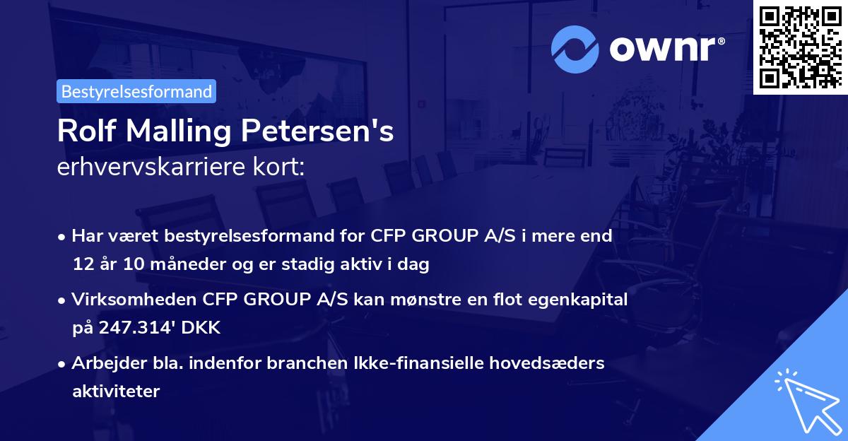 Rolf Malling Petersen's erhvervskarriere kort