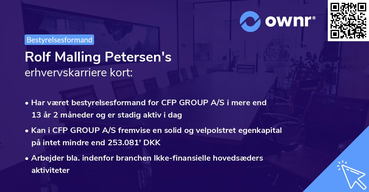 Rolf Malling Petersen's erhvervskarriere kort