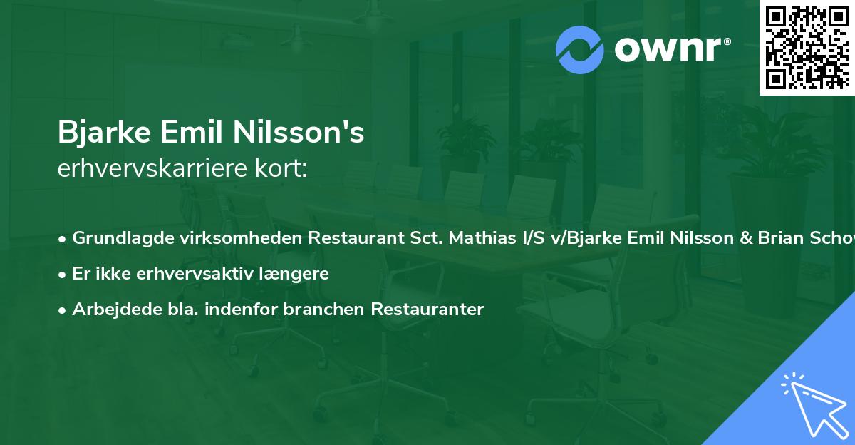 Bjarke Emil Nilsson's erhvervskarriere kort