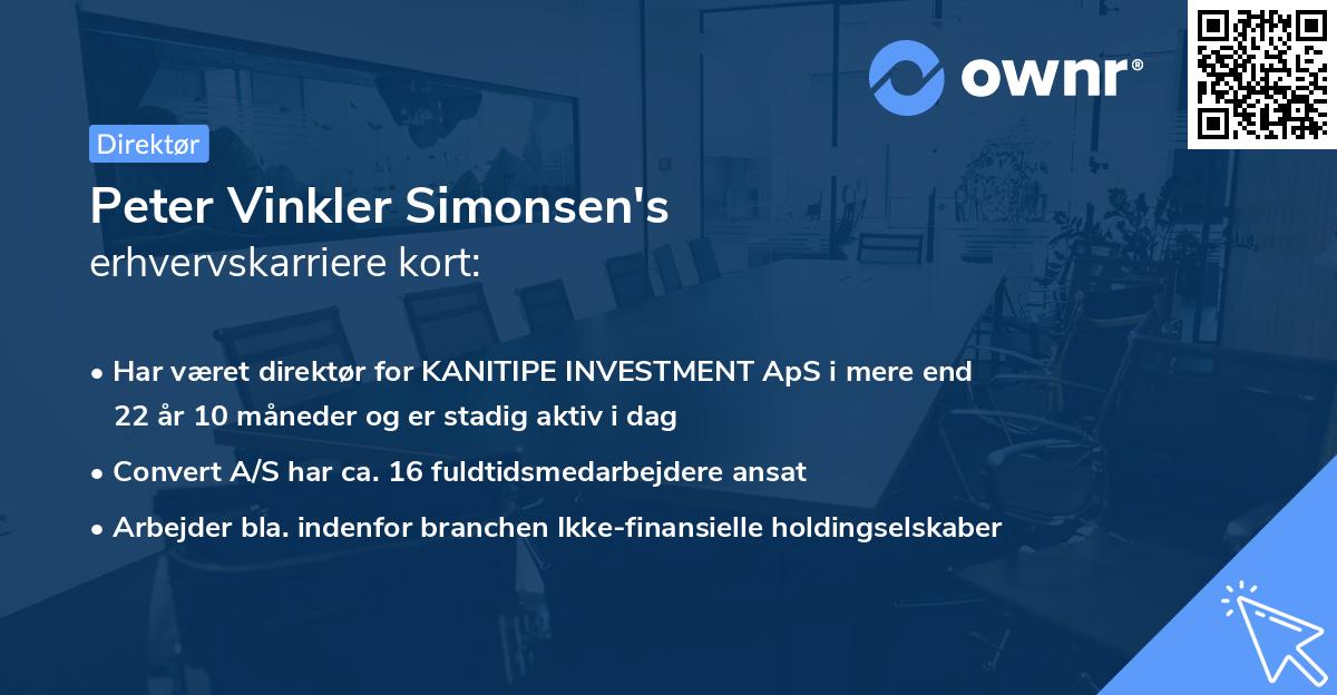 Peter Vinkler Simonsen's erhvervskarriere kort
