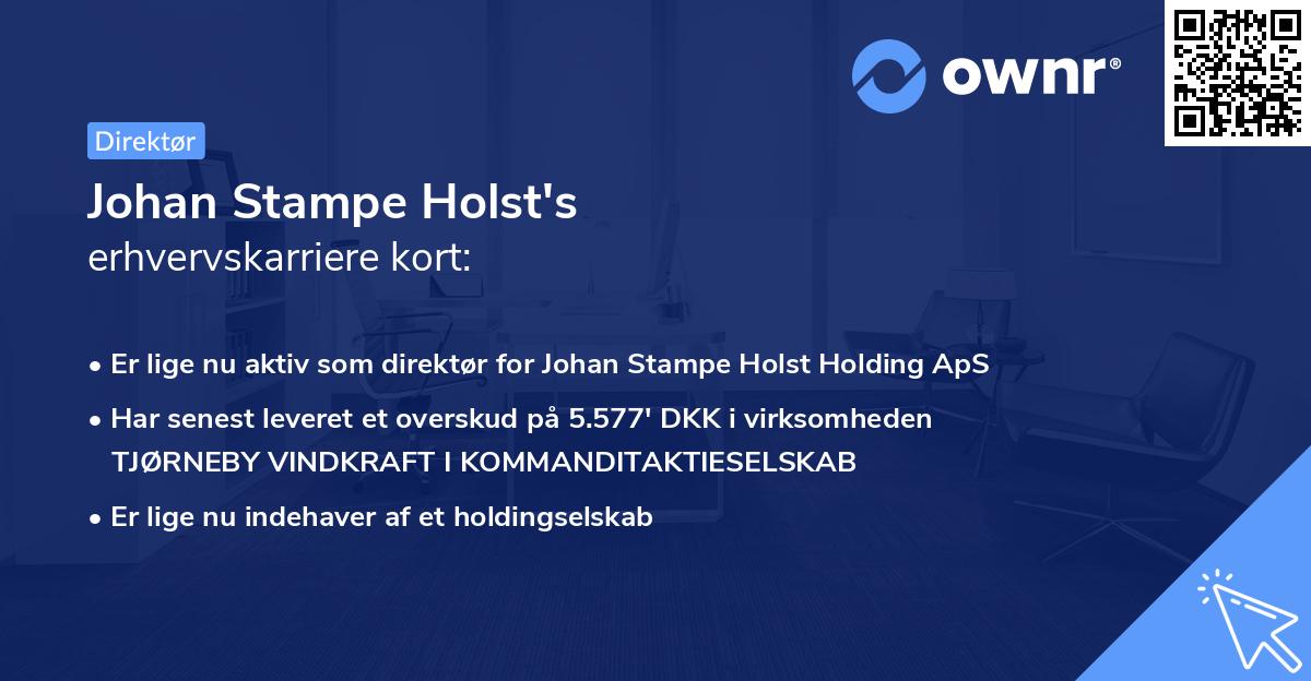 Johan Stampe Holst's erhvervskarriere kort