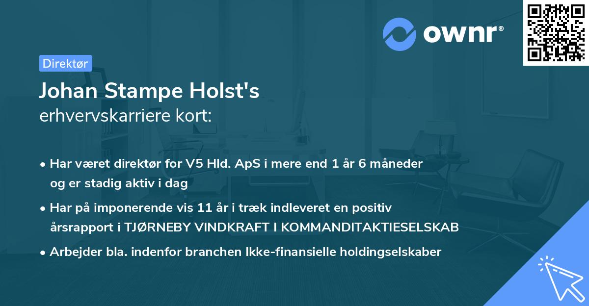 Johan Stampe Holst's erhvervskarriere kort