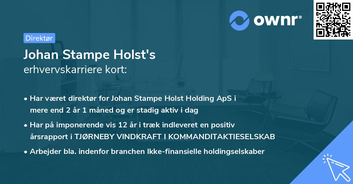 Johan Stampe Holst's erhvervskarriere kort