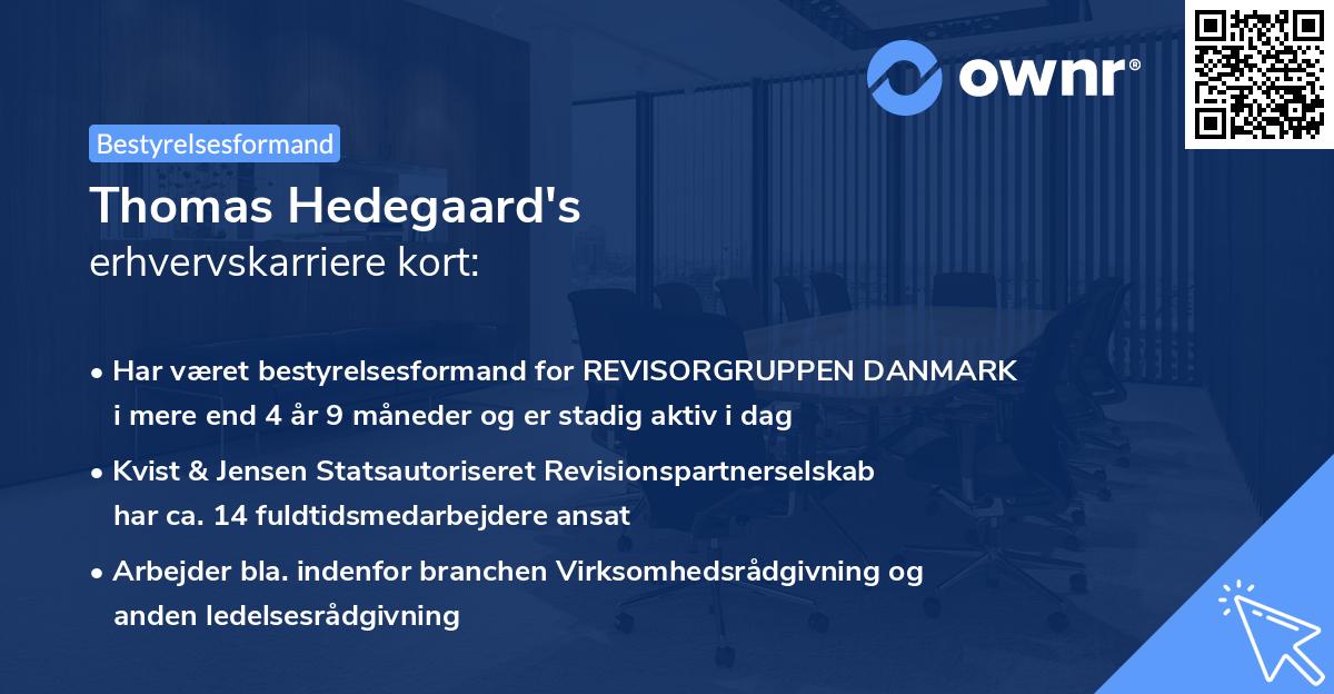 Thomas Hedegaard's erhvervskarriere kort