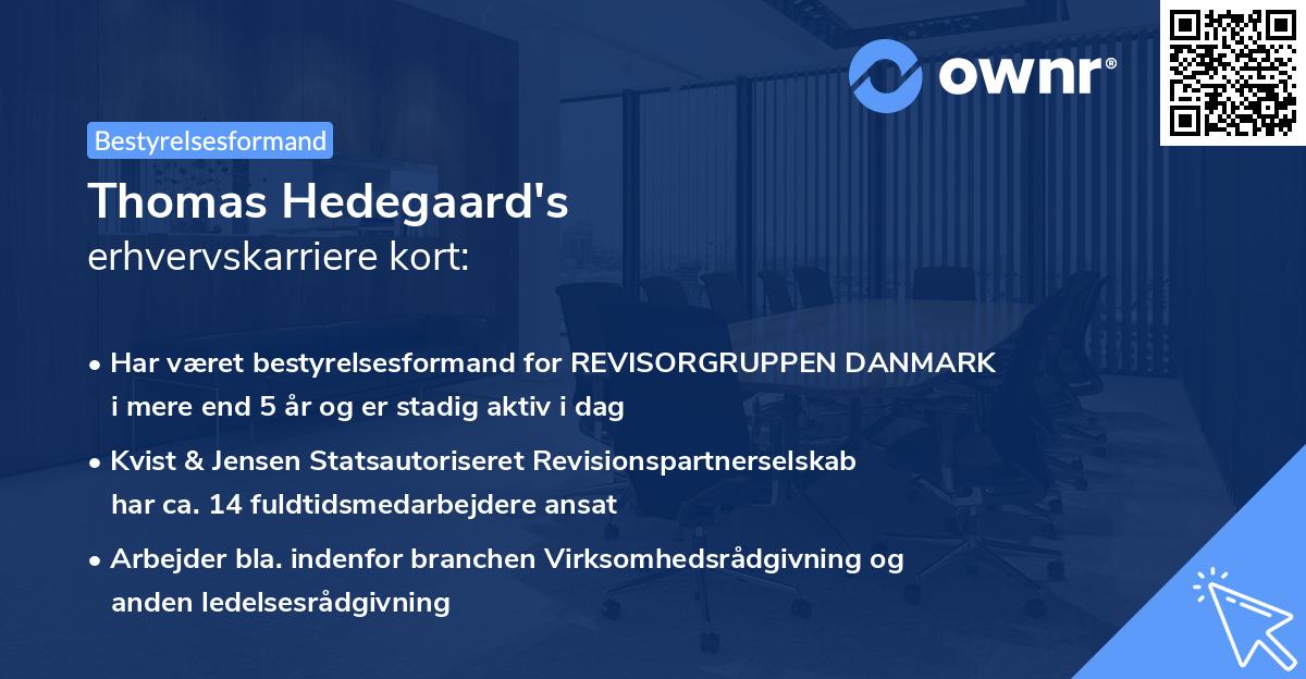 Thomas Hedegaard's erhvervskarriere kort