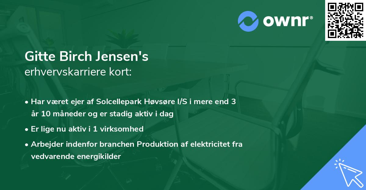 Gitte Birch Jensen's erhvervskarriere kort