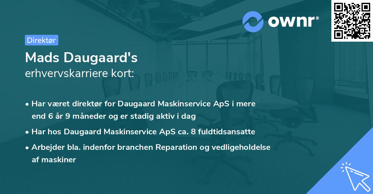 Mads Daugaard's erhvervskarriere kort