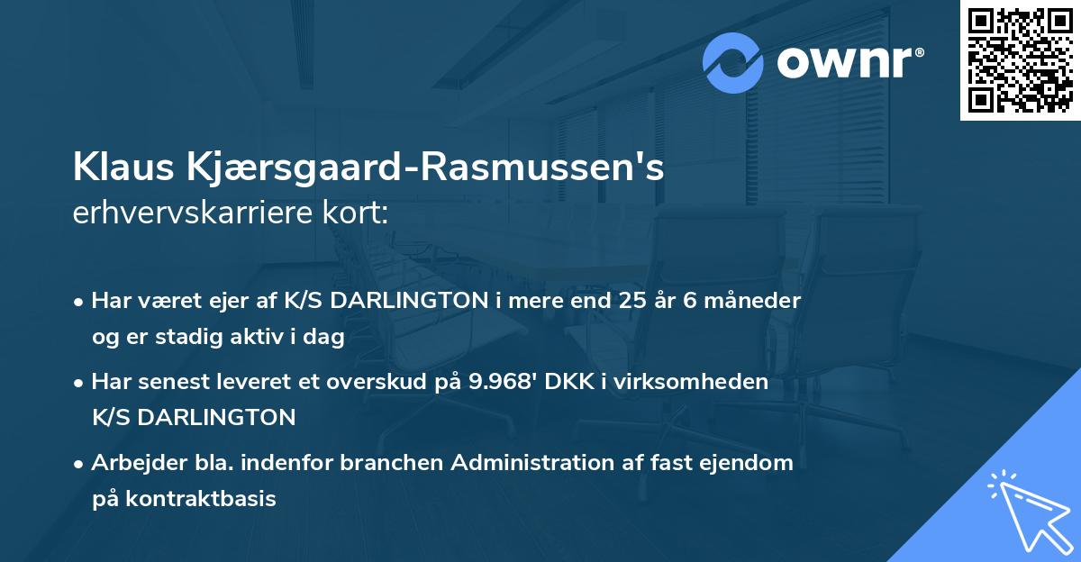 Klaus Kjærsgaard-Rasmussen's erhvervskarriere kort
