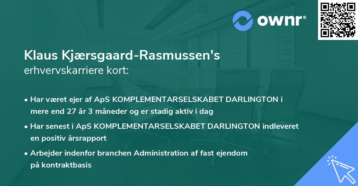Klaus Kjærsgaard-Rasmussen's erhvervskarriere kort