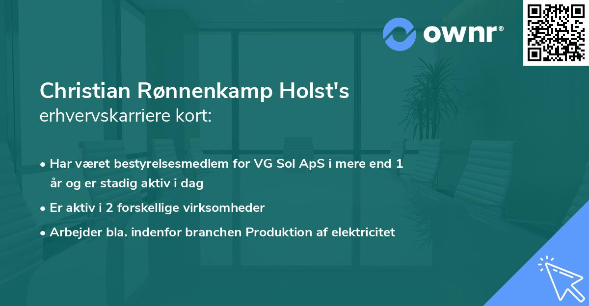 Christian Rønnenkamp Holst's erhvervskarriere kort