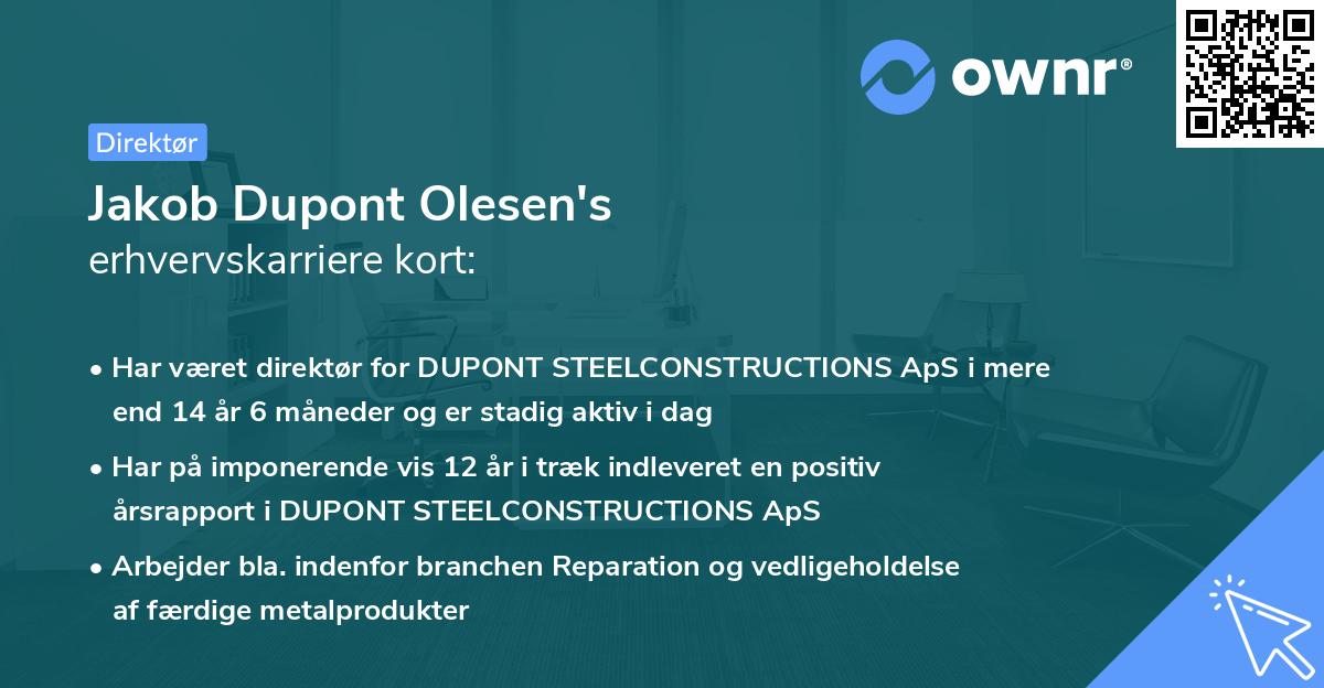 Jakob Dupont Olesen's erhvervskarriere kort