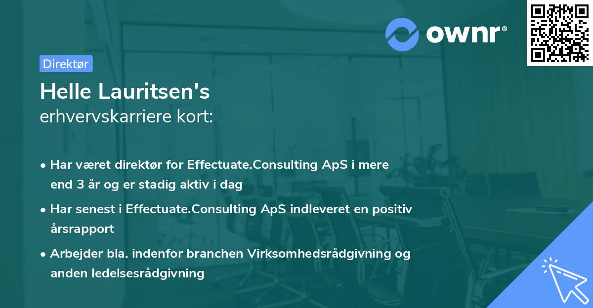 Helle Lauritsen's erhvervskarriere kort