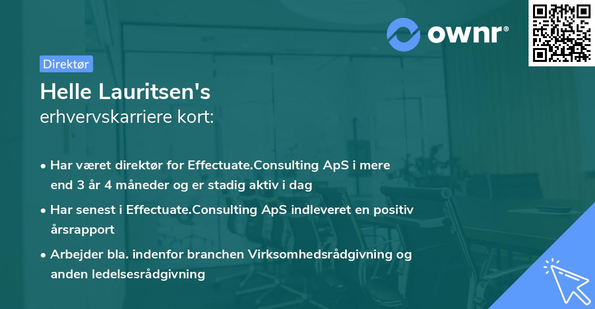 Helle Lauritsen's erhvervskarriere kort