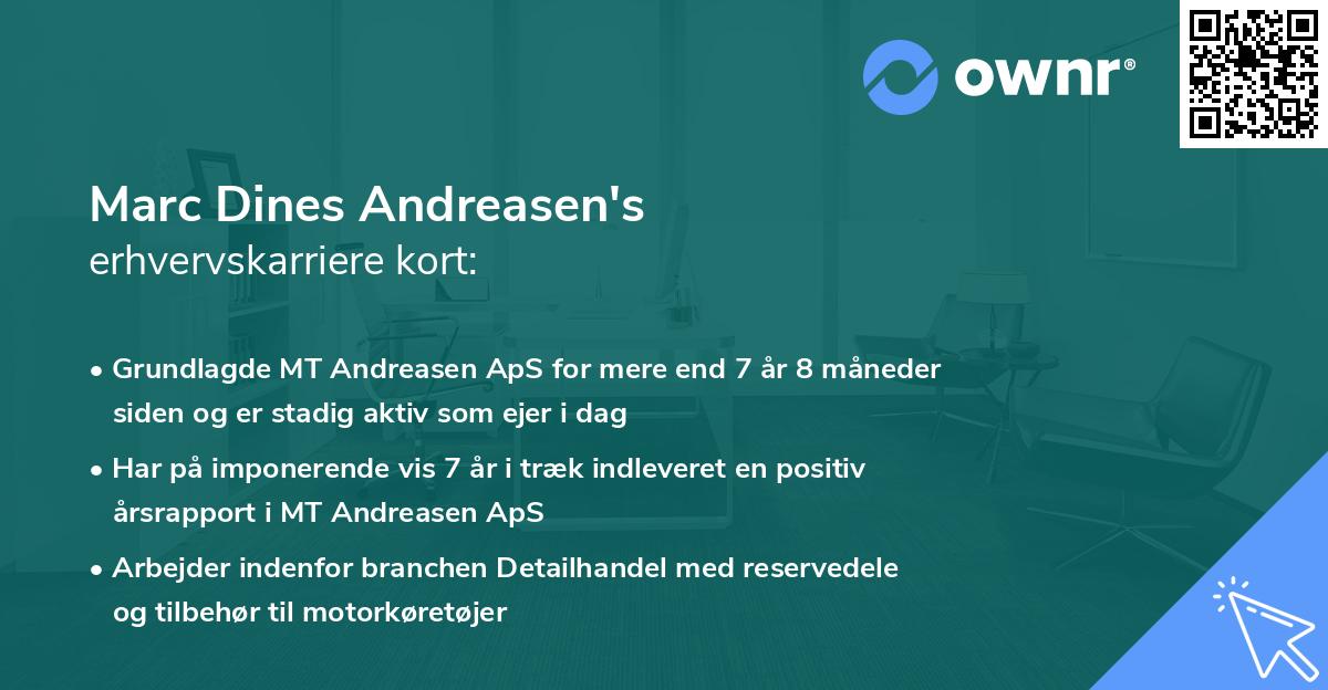 Marc Dines Andreasen's erhvervskarriere kort