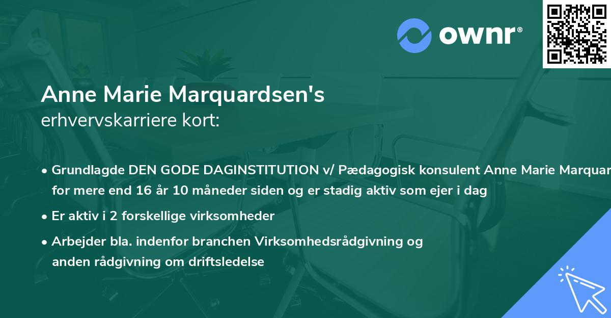 Anne Marie Marquardsen's erhvervskarriere kort