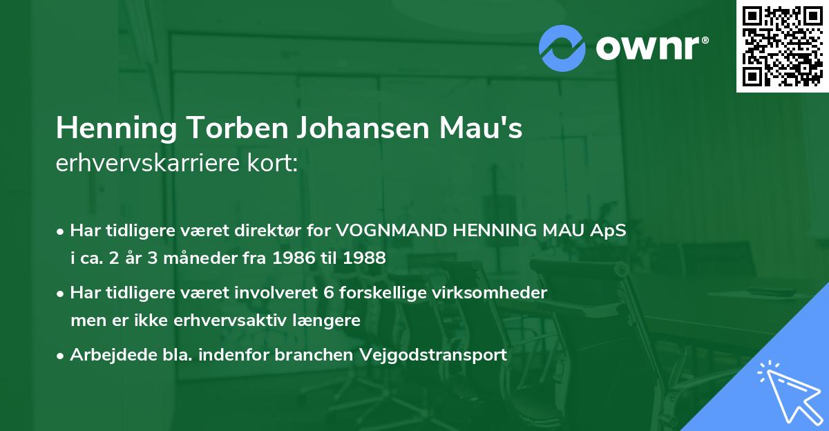 Henning Torben Johansen Mau's erhvervskarriere kort