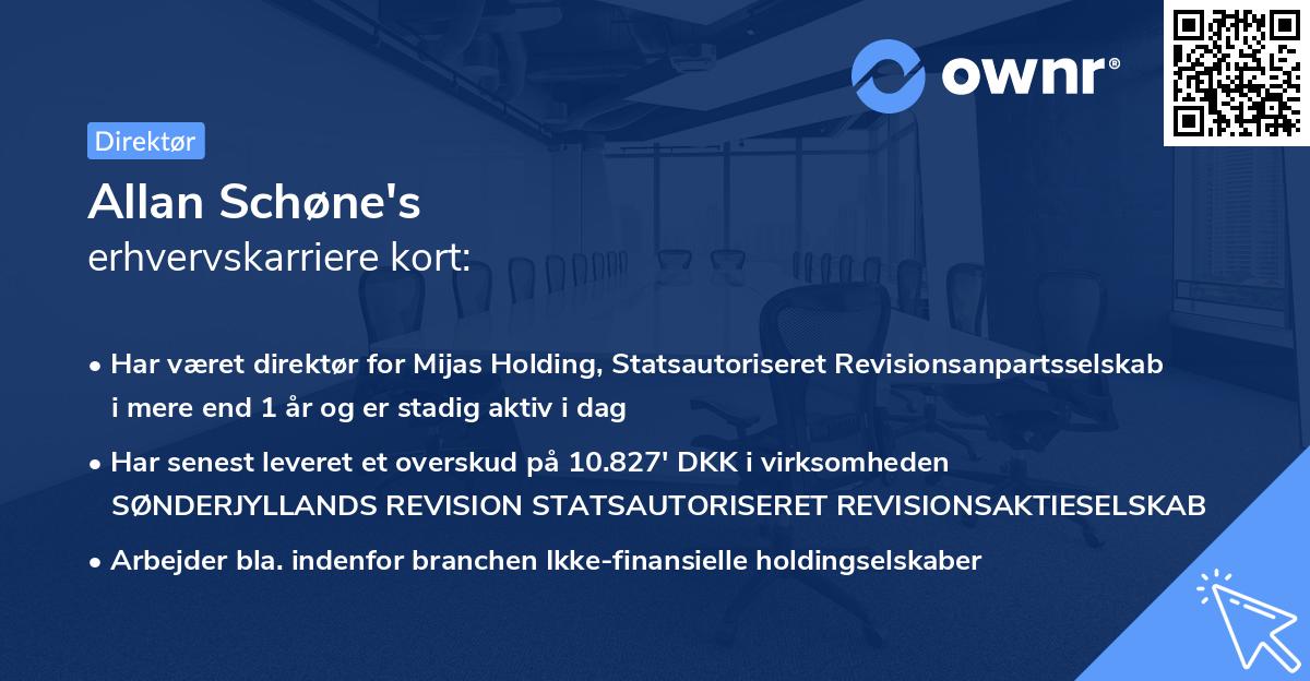 Allan Schøne's erhvervskarriere kort
