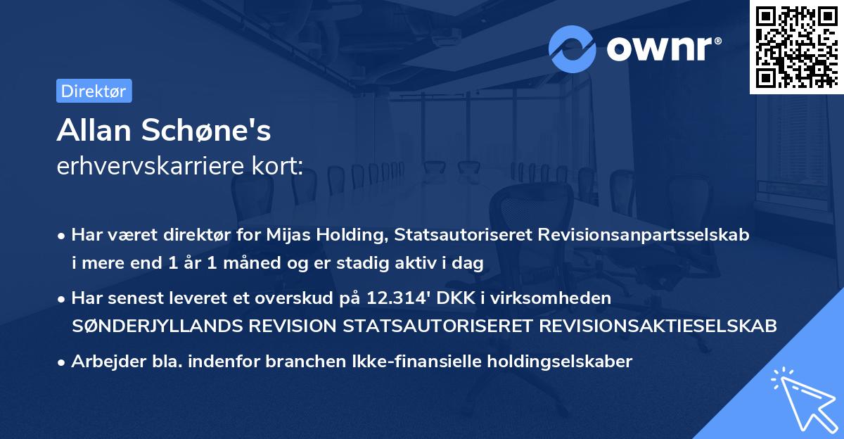 Allan Schøne's erhvervskarriere kort