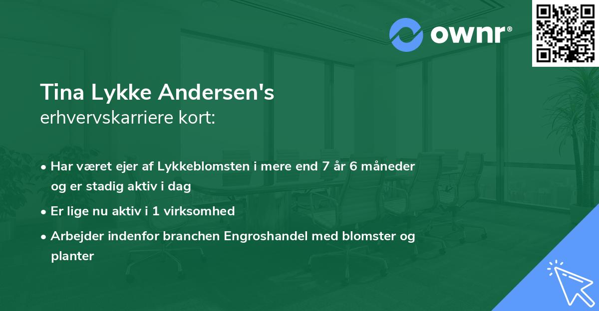 Tina Lykke Andersen's erhvervskarriere kort