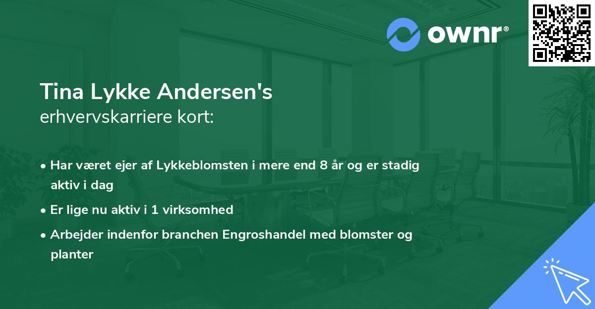 Tina Lykke Andersen's erhvervskarriere kort