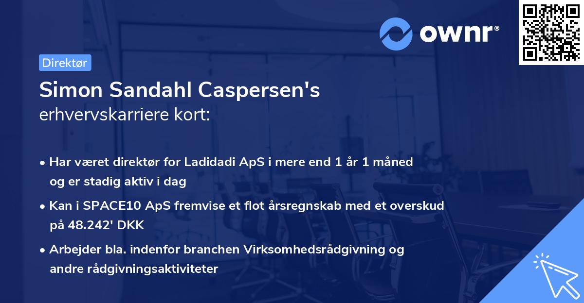 Simon Sandahl Caspersen's erhvervskarriere kort