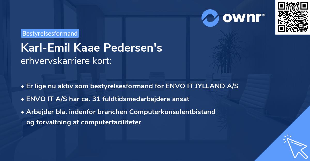 Karl-Emil Kaae Pedersen's erhvervskarriere kort