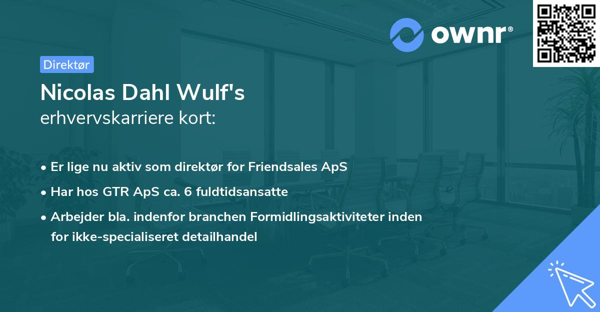 Nicolas Dahl Wulf's erhvervskarriere kort