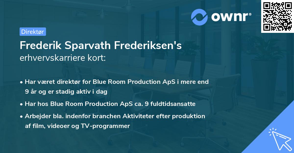 Frederik Sparvath Frederiksen's erhvervskarriere kort