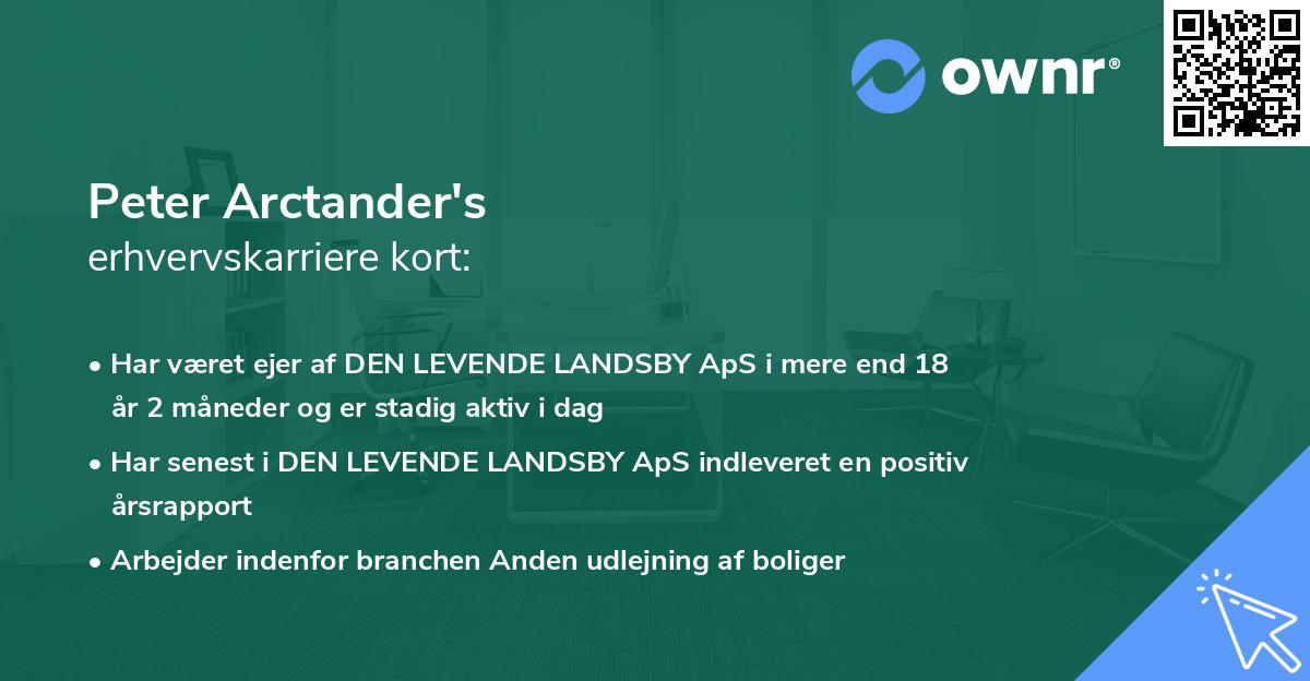 Peter Arctander's erhvervskarriere kort