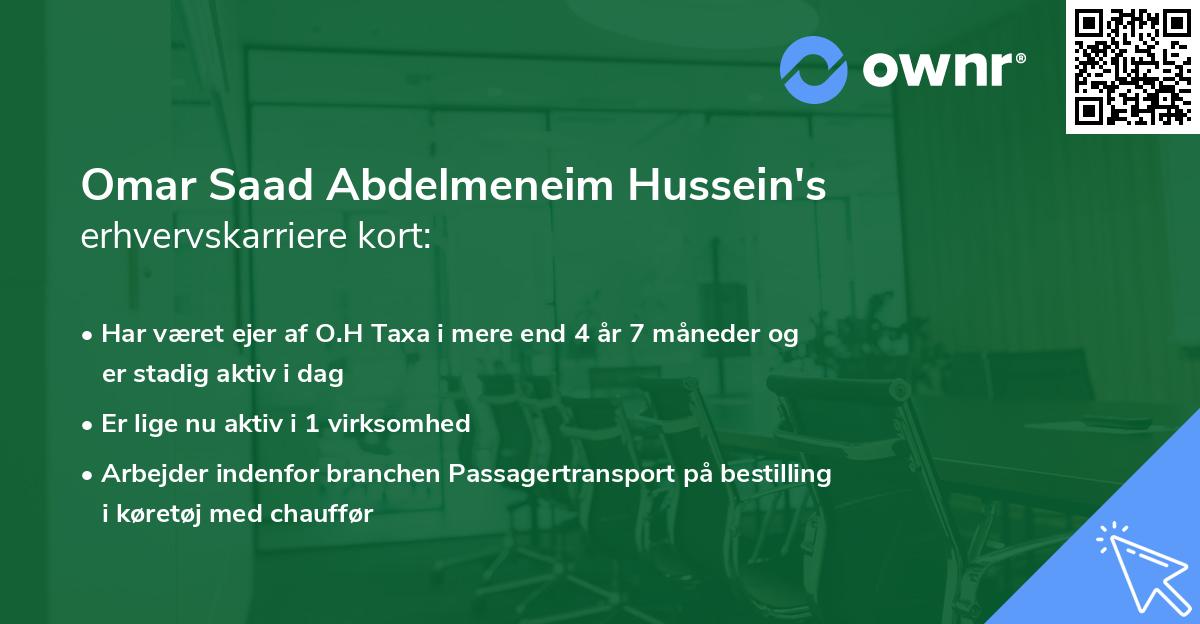 Omar Saad Abdelmeneim Hussein's erhvervskarriere kort