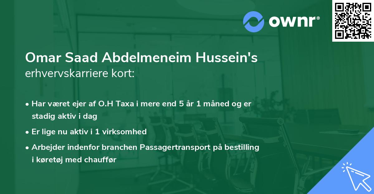 Omar Saad Abdelmeneim Hussein's erhvervskarriere kort
