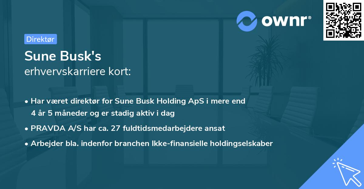 Sune Busk's erhvervskarriere kort