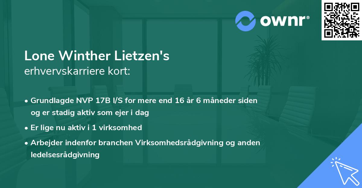 Lone Winther Lietzen's erhvervskarriere kort