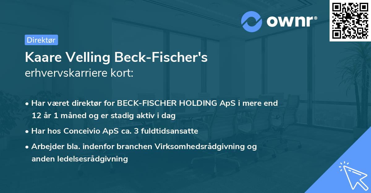 Kaare Velling Beck-Fischer's erhvervskarriere kort