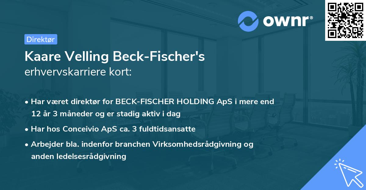Kaare Velling Beck-Fischer's erhvervskarriere kort
