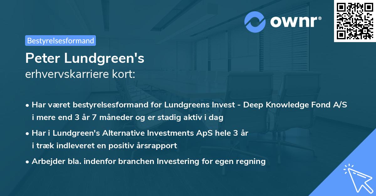 Peter Lundgreen's erhvervskarriere kort