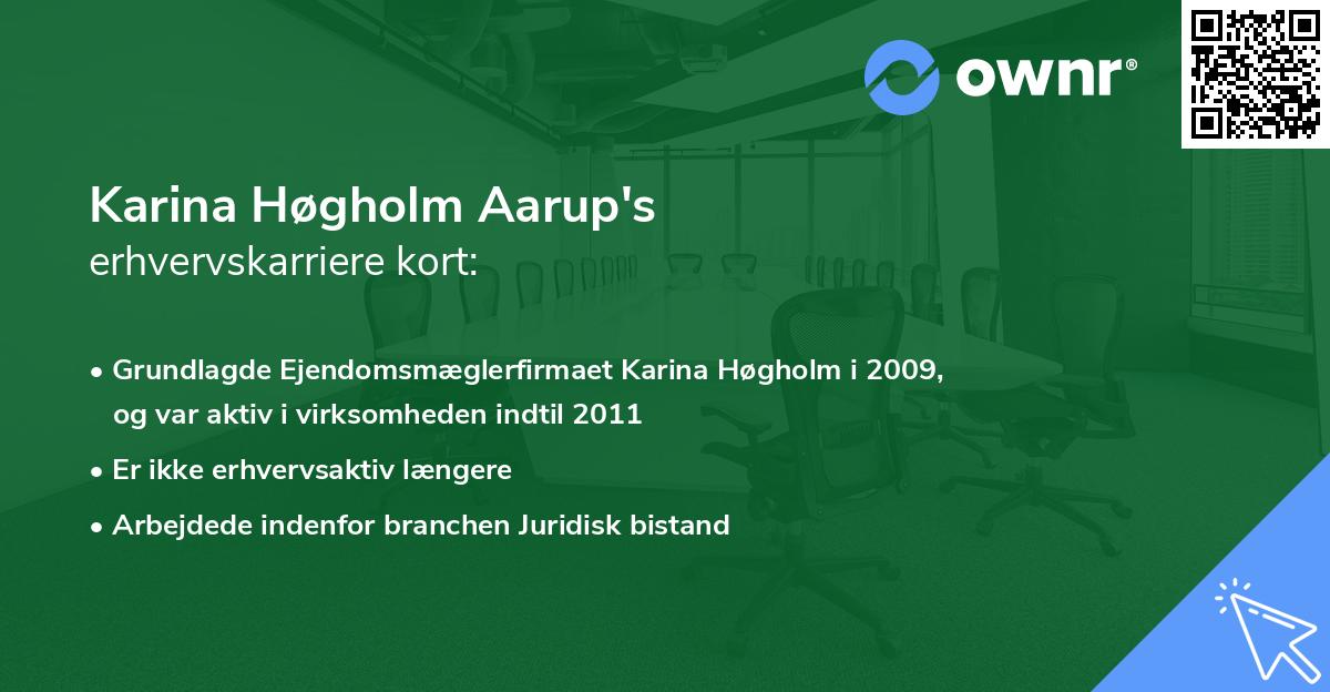Karina Høgholm Aarup's erhvervskarriere kort