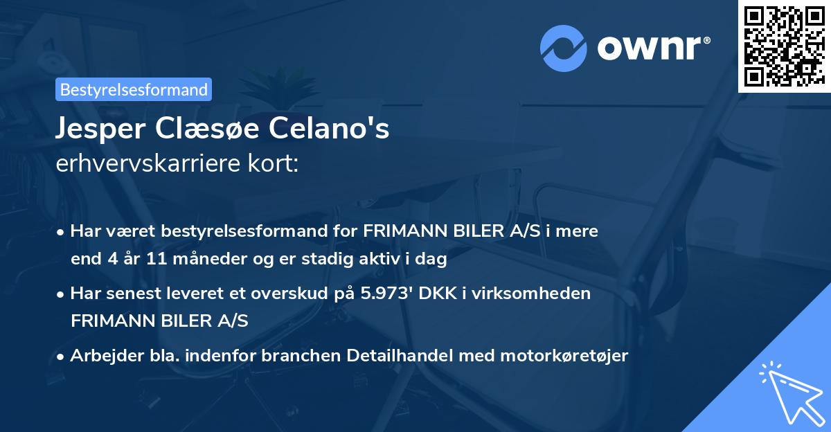Jesper Clæsøe Celano's erhvervskarriere kort