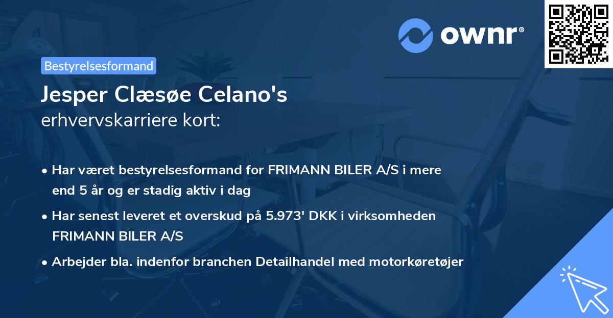 Jesper Clæsøe Celano's erhvervskarriere kort