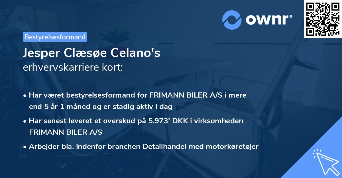 Jesper Clæsøe Celano's erhvervskarriere kort