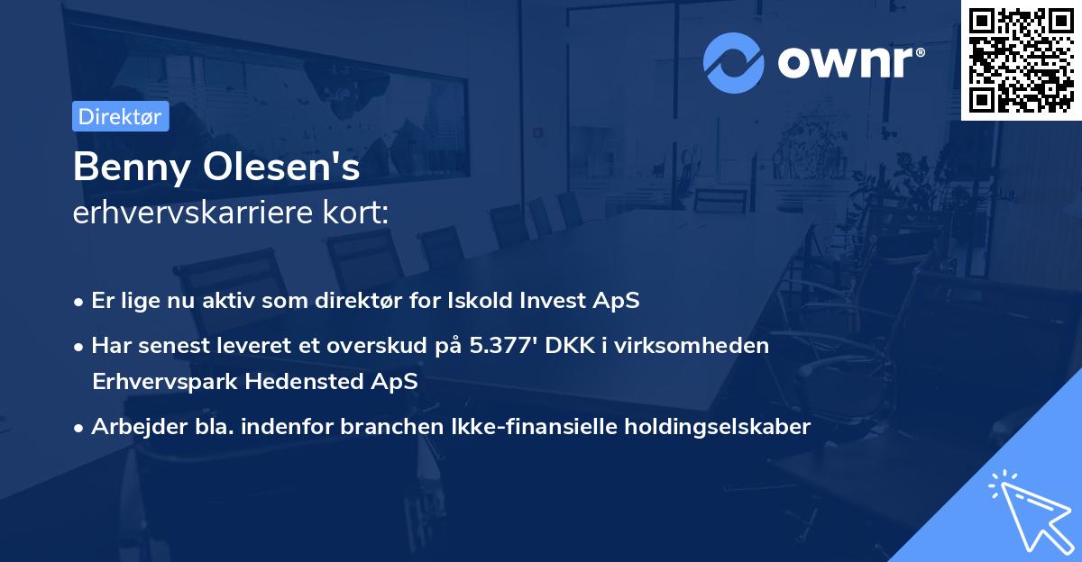 Benny Olesen's erhvervskarriere kort