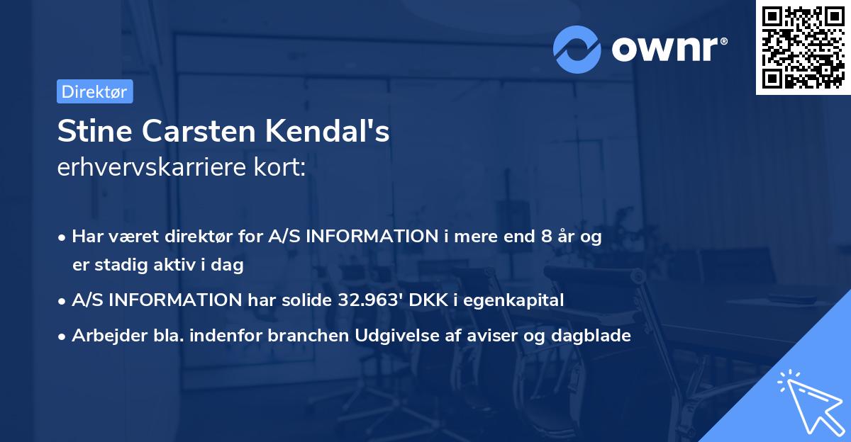 Stine Carsten Kendal's erhvervskarriere kort