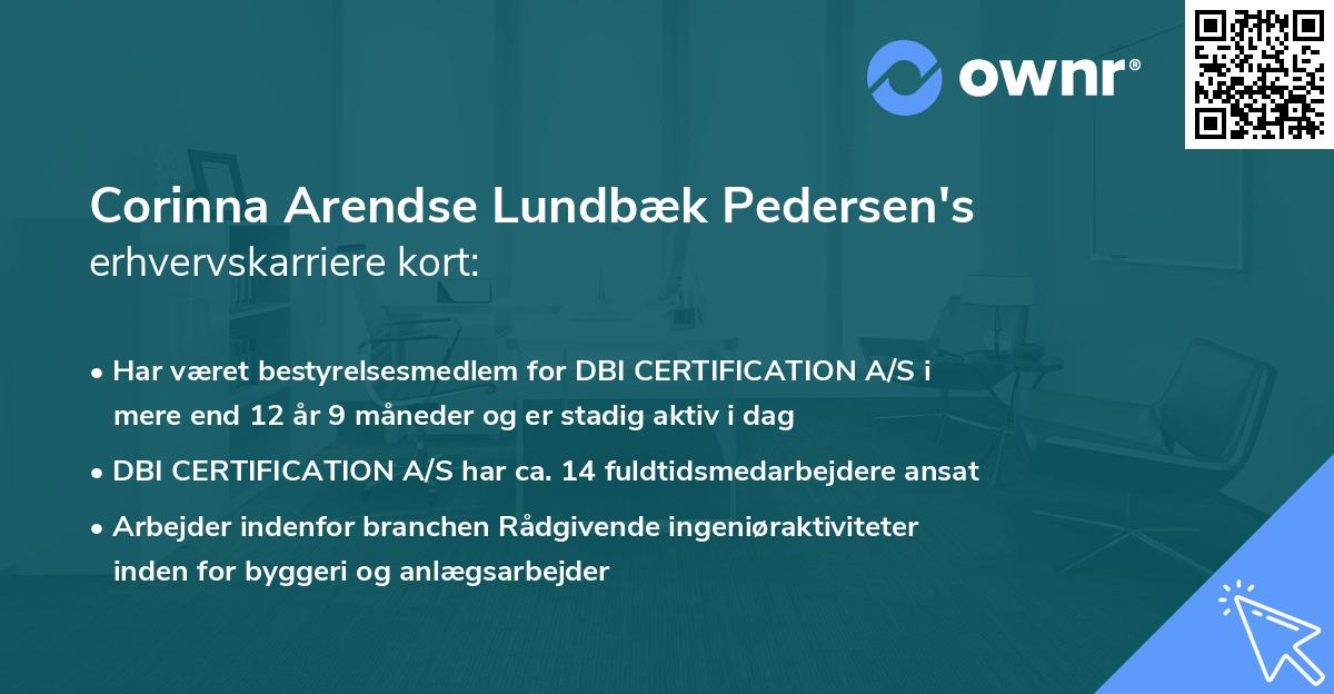 Corinna Arendse Lundbæk Pedersen's erhvervskarriere kort