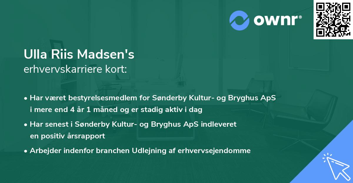 Ulla Riis Madsen's erhvervskarriere kort