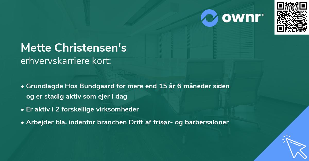 Mette Christensen's erhvervskarriere kort