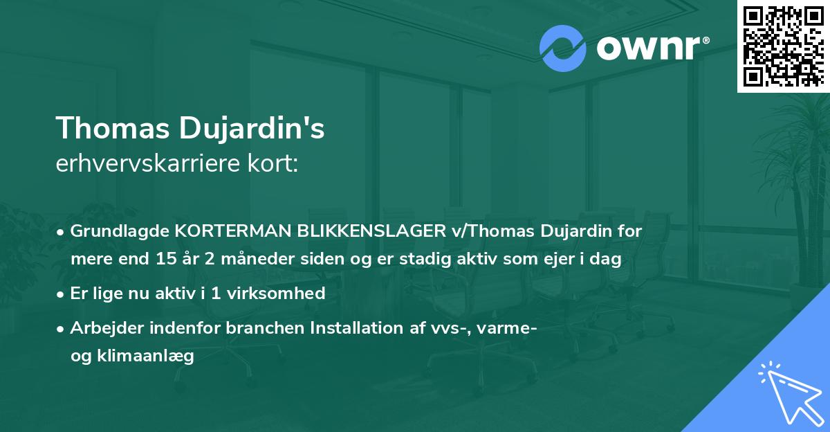 Thomas Dujardin's erhvervskarriere kort